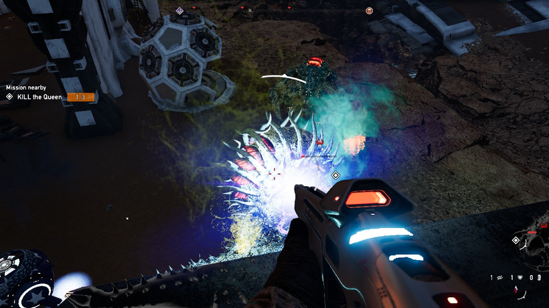 The arachnids have weak spots on their backs you can fire at to bring them down faster.